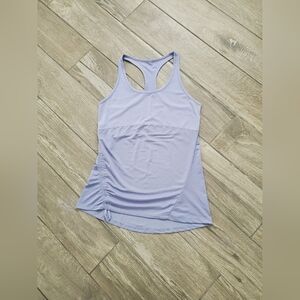 Fabletics pastel purple lavender lilac unpadded ruched athletic racer tank top